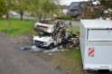 Wohnmobil ausgebrannt Koeln Porz Linder Mauspfad P119